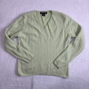 Kirkland Signature Green Cable Knit Long Sleeve Cashmere Sweater Womens Medium